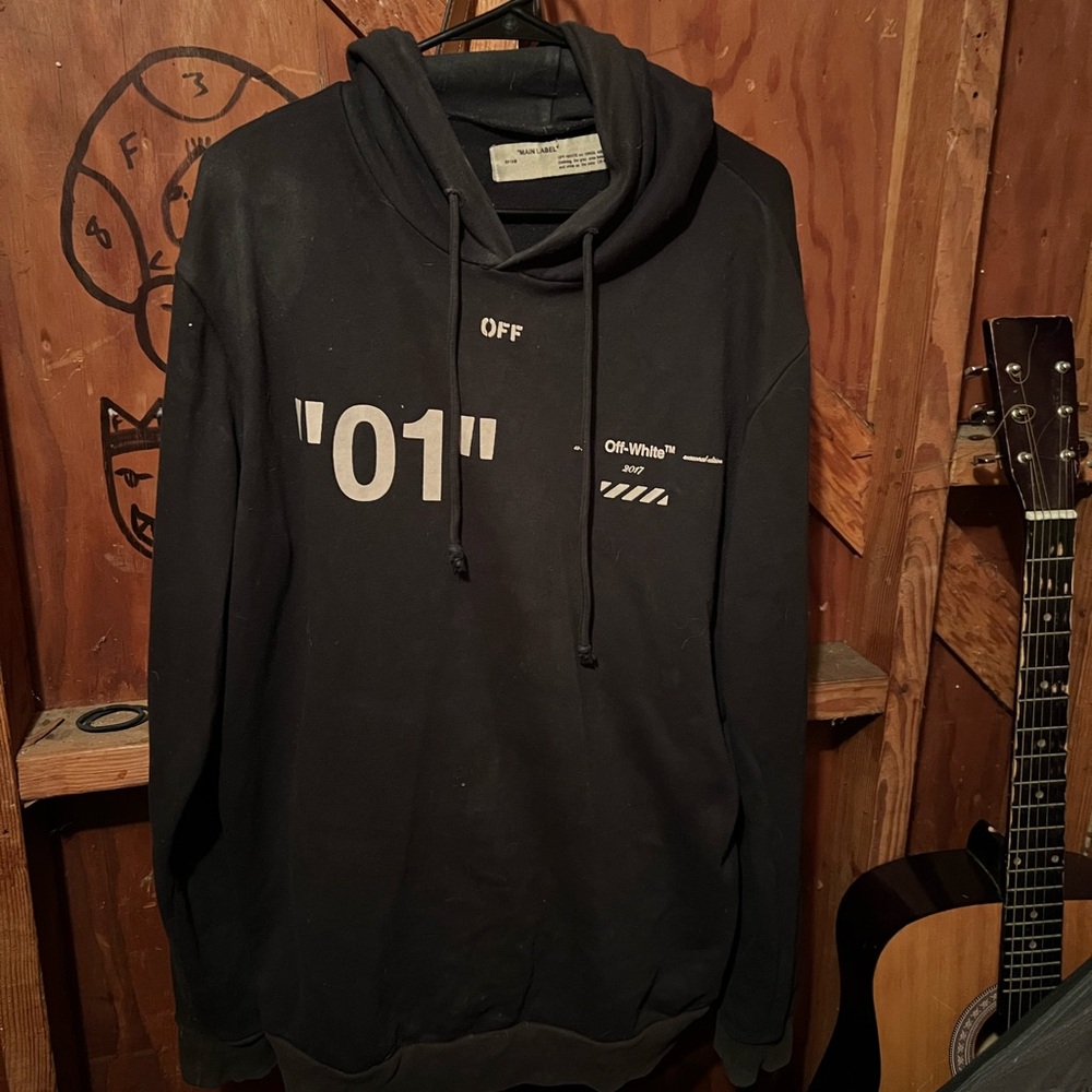 Off White Black Graphic Hoodie